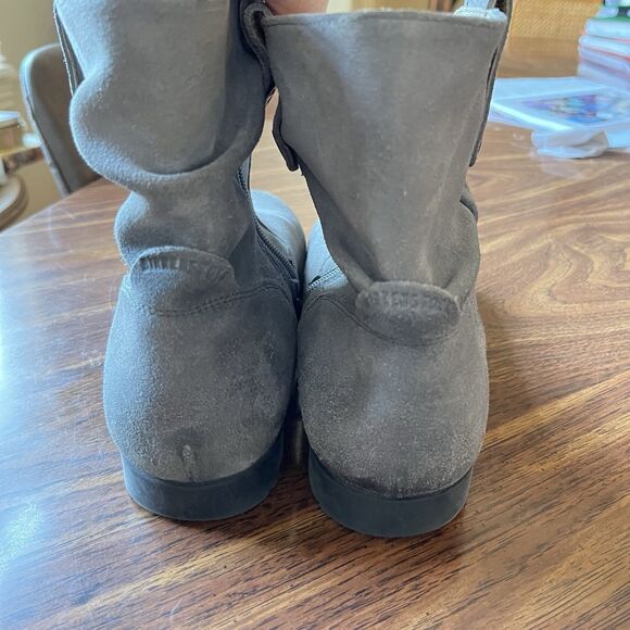 Birkenstock Gray Suede Sz 39 Leather Sarnia Slouchy Ankle Boots Womens - Picture 4 of 10